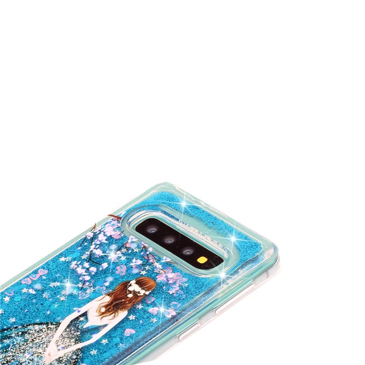 Embossed Glitter Powder Quicksand TPU Cell Shell for Samsung Galaxy S10 Plus - Girl-5