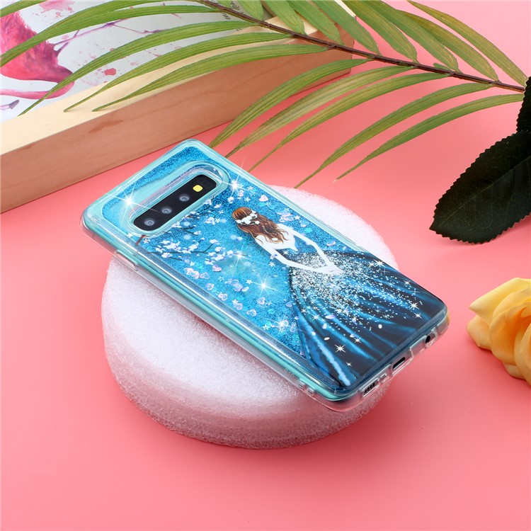 Embossed Glitter Powder Quicksand TPU Cell Shell for Samsung Galaxy S10 Plus - Girl-7