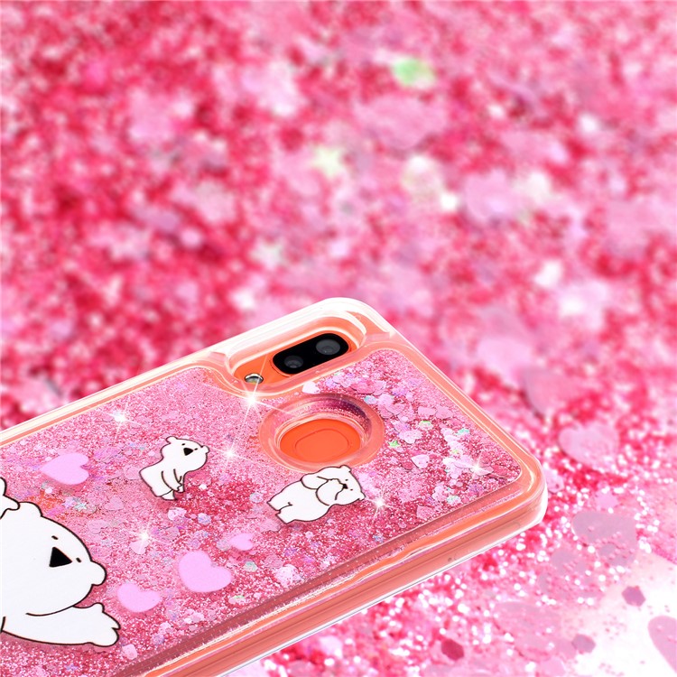 Embossed Glitter Powder Quicksand TPU Cell Shell for Samsung Galaxy A30 / A20 - Bear and Heart-2