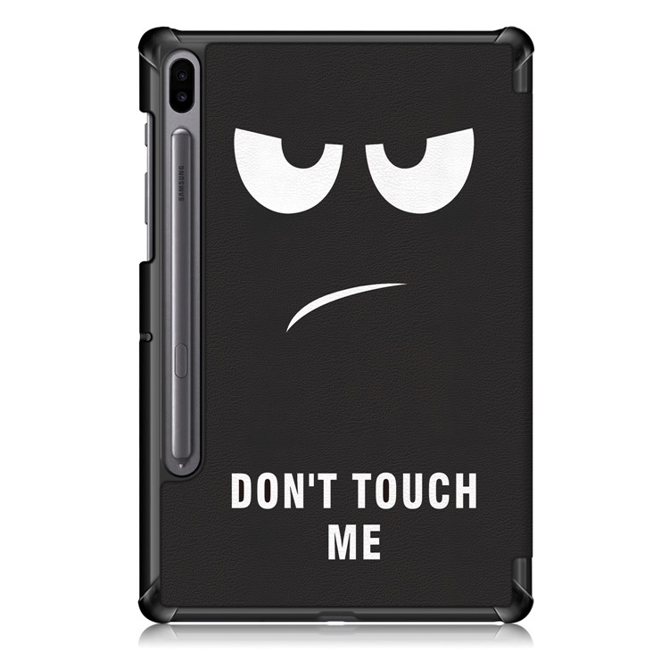 Funda De Tableta De Cuero Con Soporte De Impresión Triple Para Samsung Galaxy Tab S6 T860 / T865 - No Me Toques-3