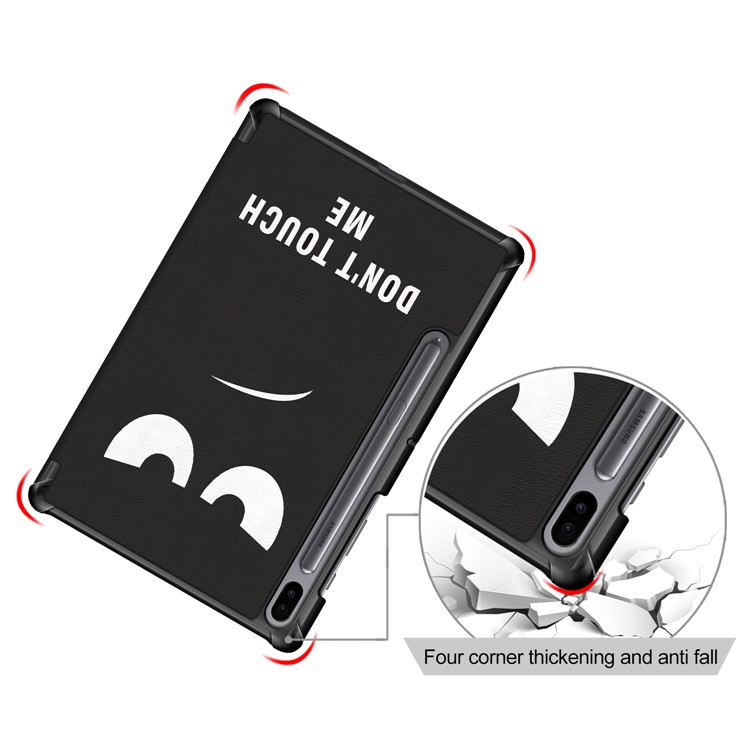 Funda De Tableta De Cuero Con Soporte De Impresión Triple Para Samsung Galaxy Tab S6 T860 / T865 - No Me Toques-8