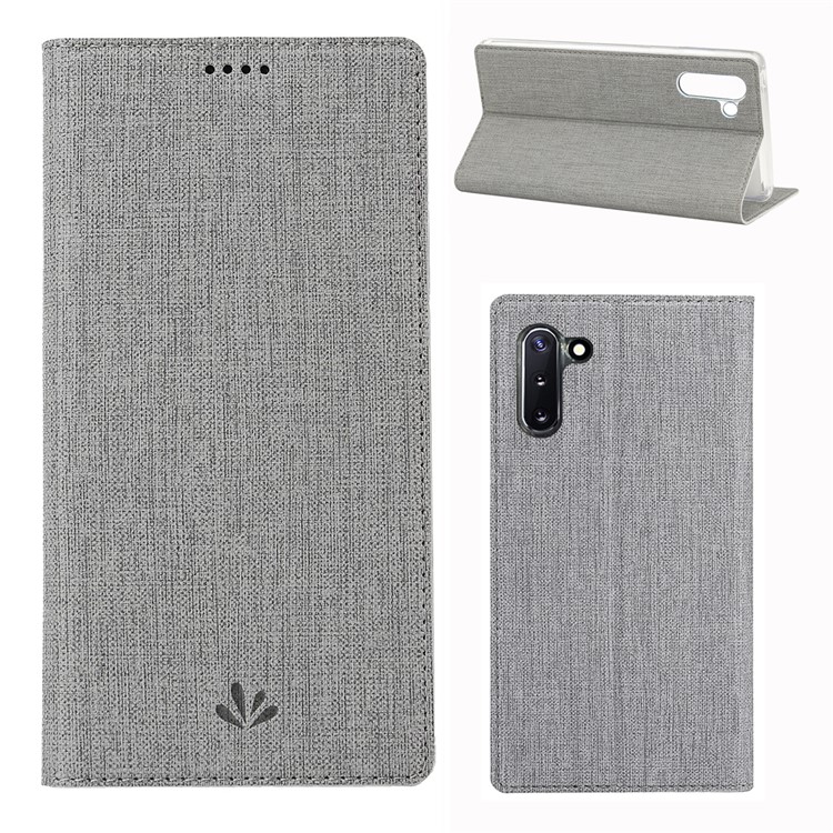 VILI DMX for Samsung Galaxy Note 10 Cross Skin Stand Leather Cell Case - Grey-1