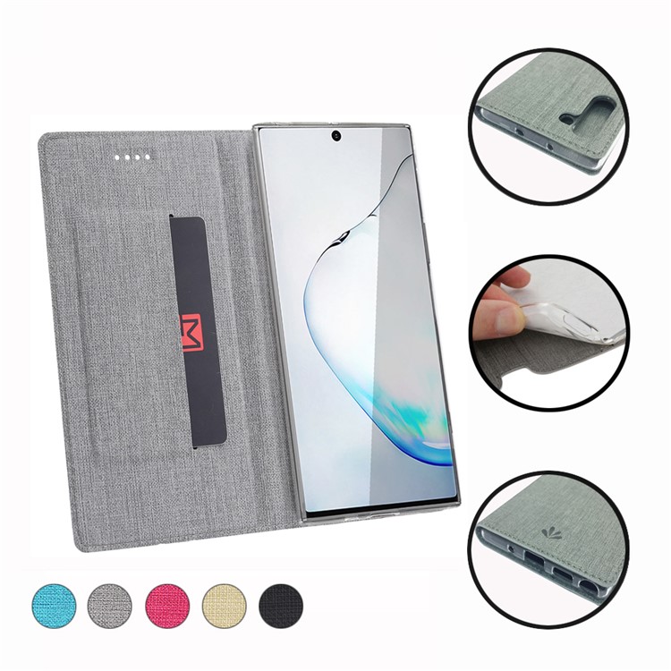 VILI DMX for Samsung Galaxy Note 10 Cross Skin Stand Leather Cell Case - Grey-15