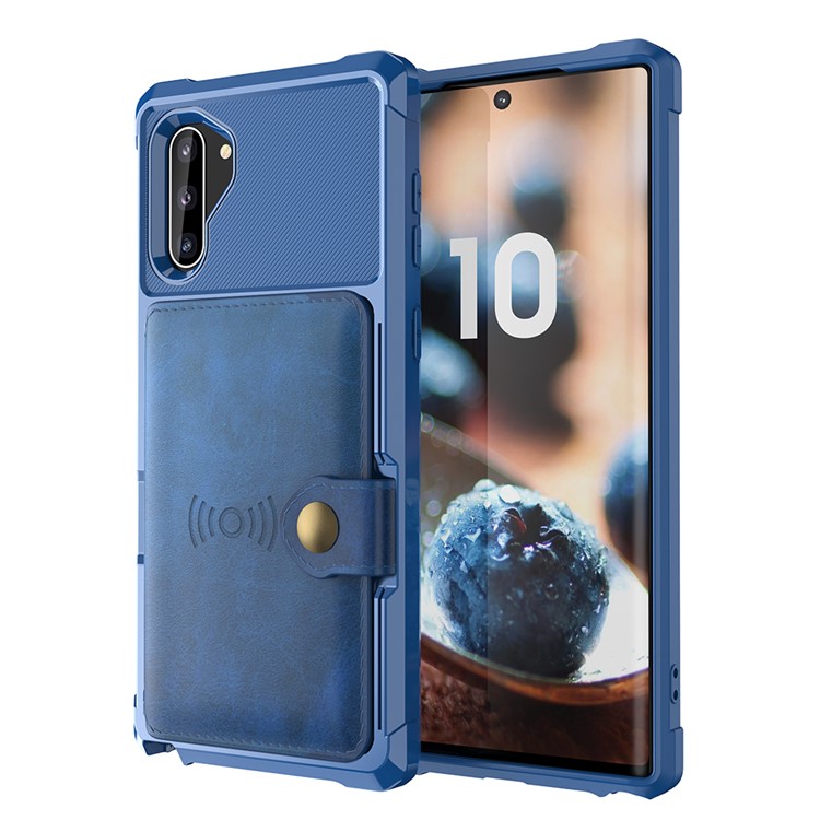 For Samsung Galaxy Note 10 PU Leather Coated TPU Wallet Kickstand Phone Shell (Built-in Magnetic Sheet) - Blue-2