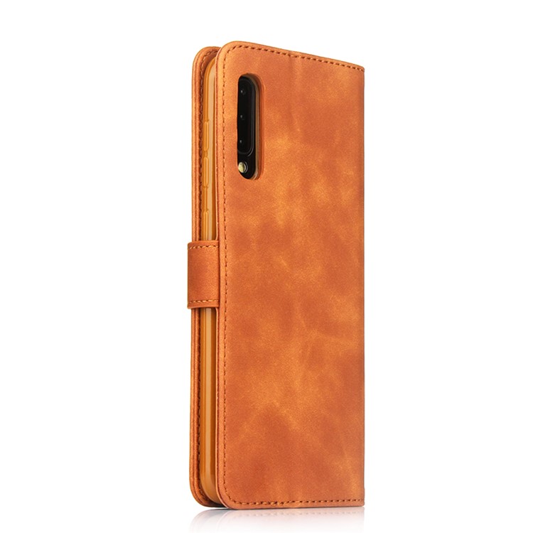 DIAOBAOLEE PU Leather Wallet Stand Cover Phone Casing for Samsung Galaxy A50 - Brown-5