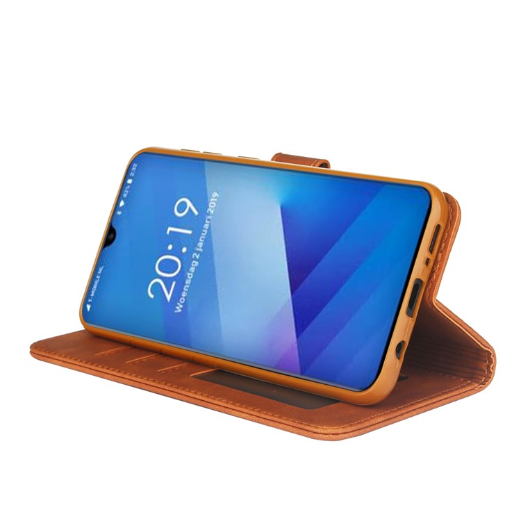 DIAOBAOLEE PU Leather Wallet Stand Cover Phone Casing for Samsung Galaxy A50 - Brown-6