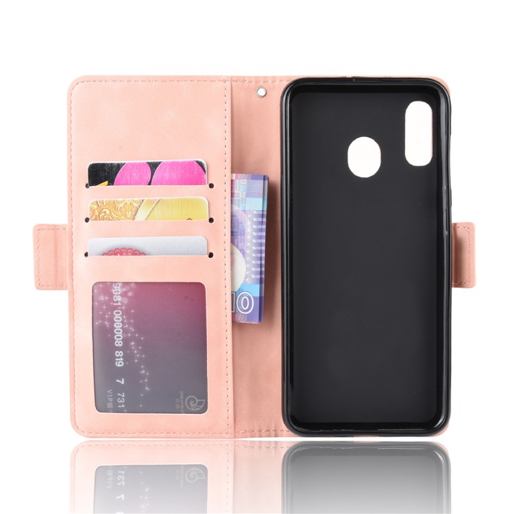 Etui Portefeuille En Cuir Avec Plusieurs Emplacements Pour Cartes Pour Samsung Galaxy A20E - Or Rose-4