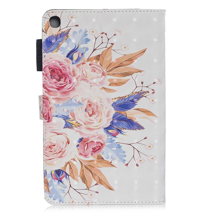 Light Spot Decor Pattern Printing Leather Wallet Case for Samsung Galaxy Tab A 8.0 (2019) with S Pen SM-P200 SM-P205 - Vivid Flowers-2