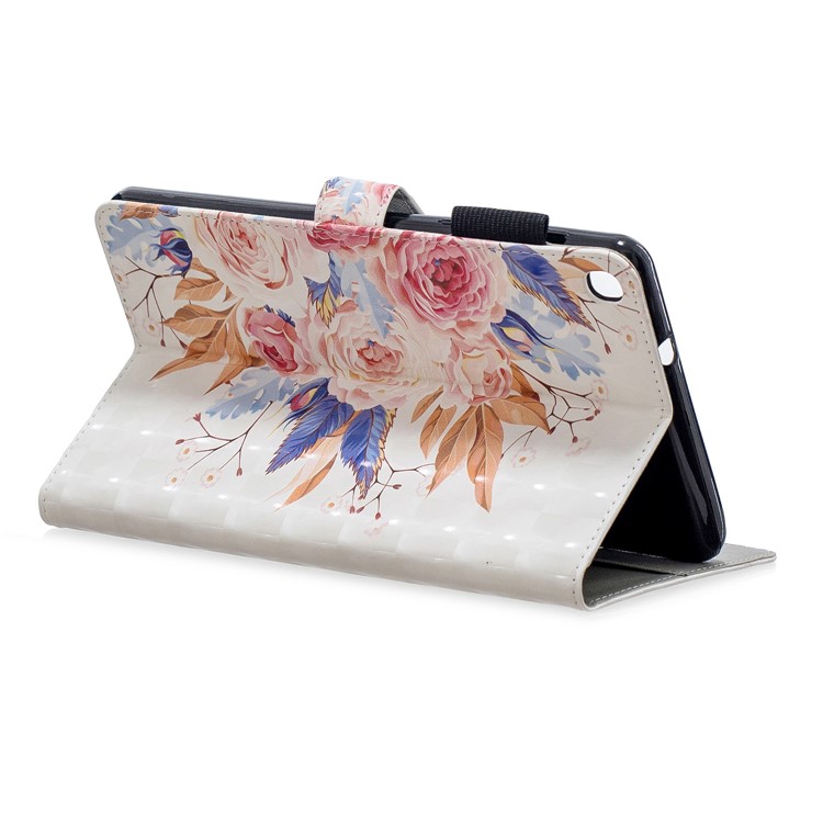 Light Spot Decor Pattern Printing Leather Wallet Case for Samsung Galaxy Tab A 8.0 (2019) with S Pen SM-P200 SM-P205 - Vivid Flowers-4