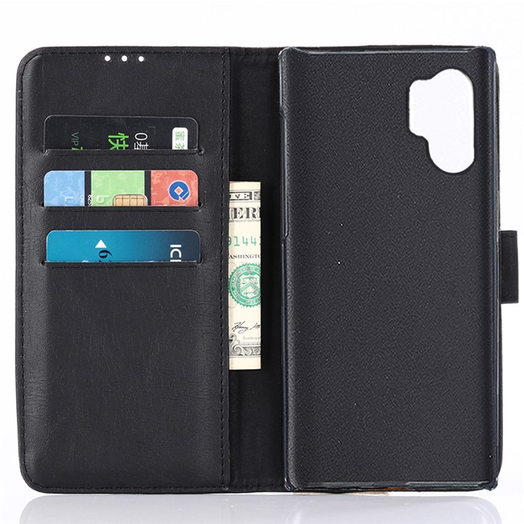 Crazy Horse Vintage Leather Wallet Protective Phone Case for Samsung Galaxy Note 10 Plus - Black-4