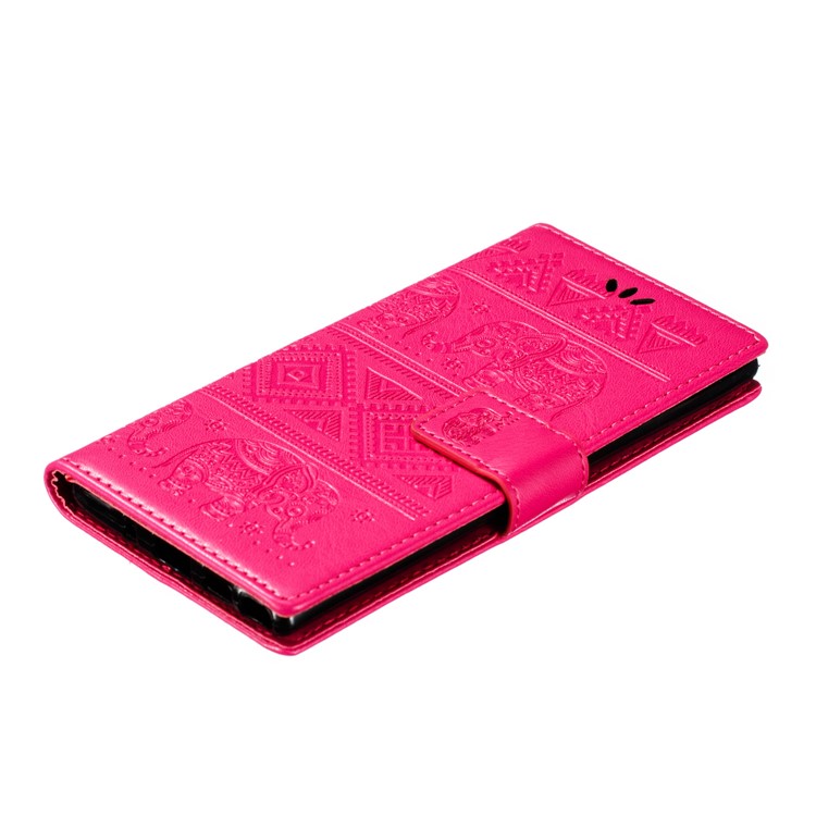 Imprint Elephant Leather Wallet Case for Samsung Galaxy Note 10 - Rose-5