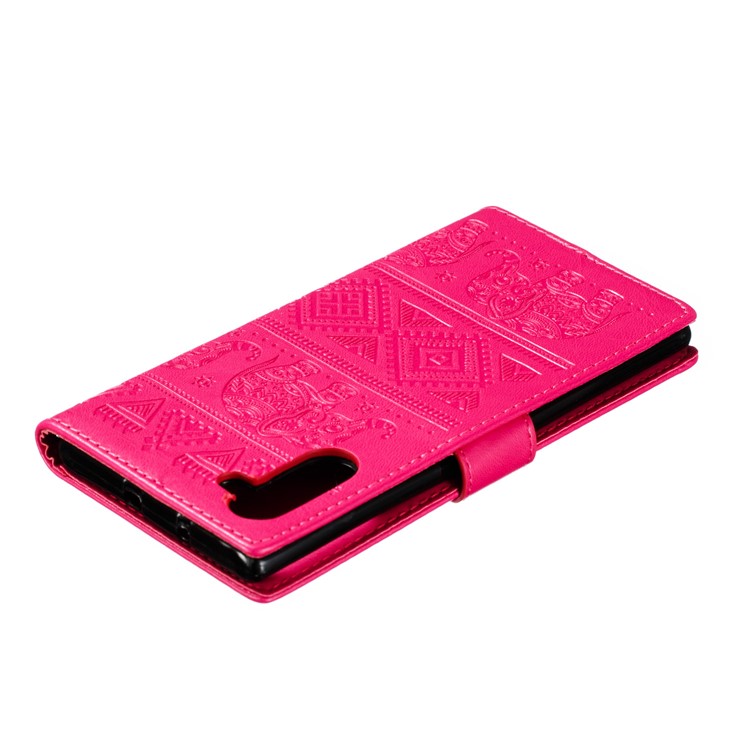 Imprint Elephant Leather Wallet Case for Samsung Galaxy Note 10 - Rose-6