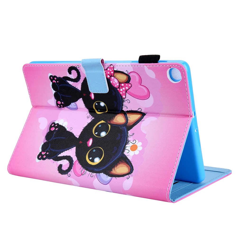 Pattern Printing Card Slot Flip Leather Cover for Samsung Galaxy Tab A 8.0 Wi-Fi (2019) SM-T290 - Couple Cat-7