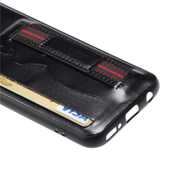 PU Leather Coated TPU Phone Cover with Strap for Samsung Galaxy A40 - Black-5