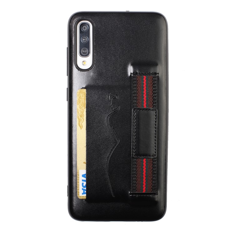PU Leather + TPU Phone Cover with Strap Card Holder for Samsung Galaxy A50/A50s/A30s - Black-1