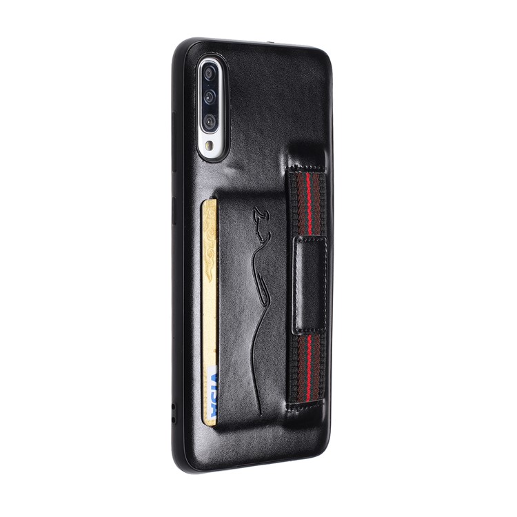PU Leather + TPU Phone Cover with Strap Card Holder for Samsung Galaxy A50/A50s/A30s - Black-3