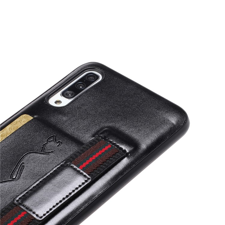 PU Leather + TPU Phone Cover with Strap Card Holder for Samsung Galaxy A50/A50s/A30s - Black-4