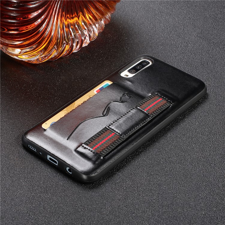 PU Leather + TPU Phone Cover with Strap Card Holder for Samsung Galaxy A50/A50s/A30s - Black-6