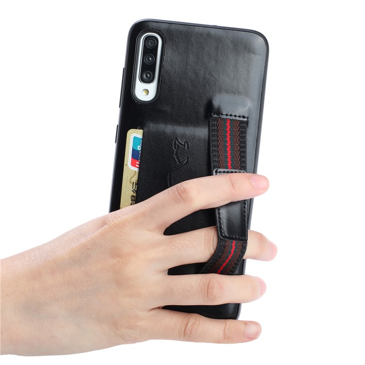 PU Leather + TPU Phone Cover with Strap Card Holder for Samsung Galaxy A50/A50s/A30s - Black-7
