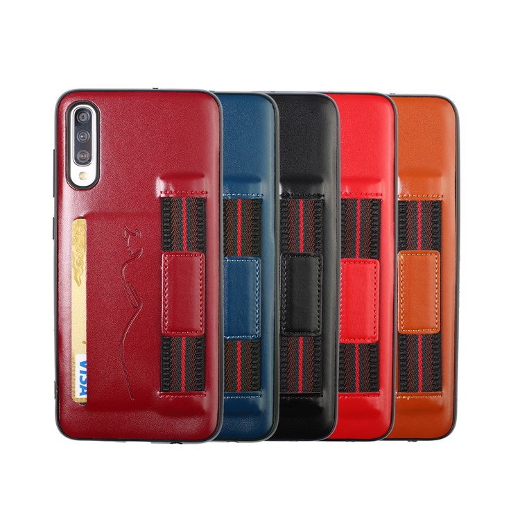 PU Leather + TPU Phone Cover with Strap Card Holder for Samsung Galaxy A50/A50s/A30s - Black-8
