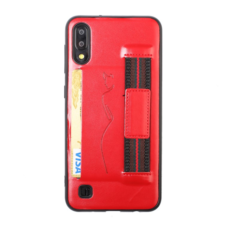 

Чехол Для Телефона С Покрытием Из Полиуретана С Ремешком Для Samsung Galaxy M10 - Красный, Galaxy M10
