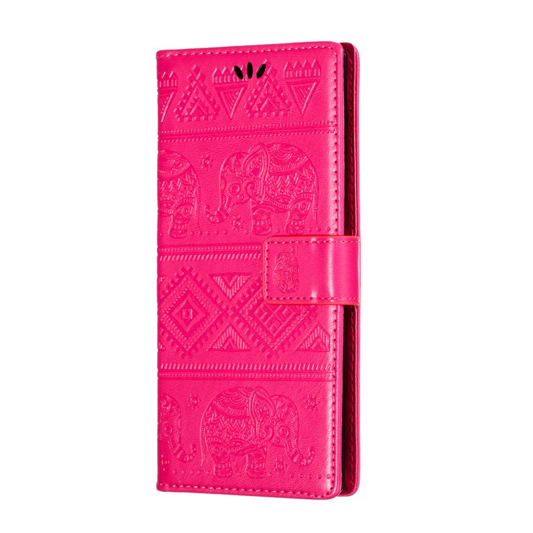 Imprint Elephant Leather Phone Shell for Samsung Galaxy Note 10 Plus/Note 10 Plus 5G - Rose-3