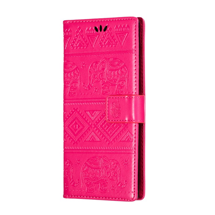 Imprint Elephant Leather Phone Shell for Samsung Galaxy Note 10 Plus - Rose-3