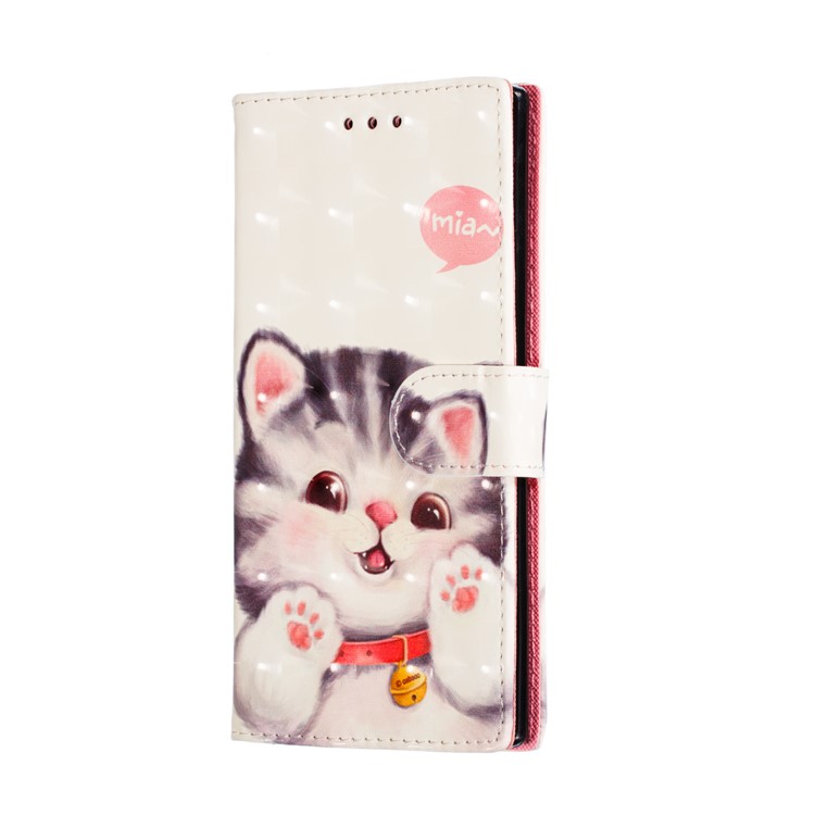 Pattern Printing Light Spot Decor Leather Wallet Shell for Samsung Galaxy Note 10 - Cat-4