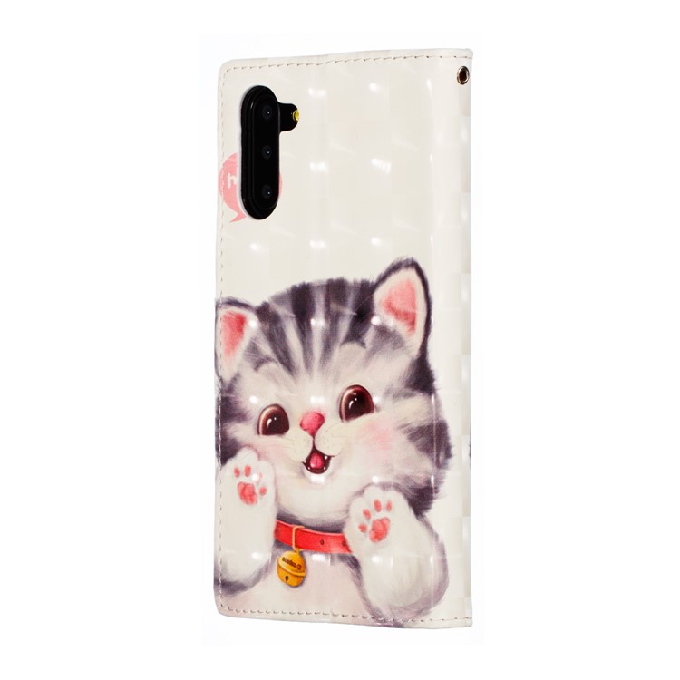 Pattern Printing Light Spot Decor Leather Wallet Shell for Samsung Galaxy Note 10 - Cat-5