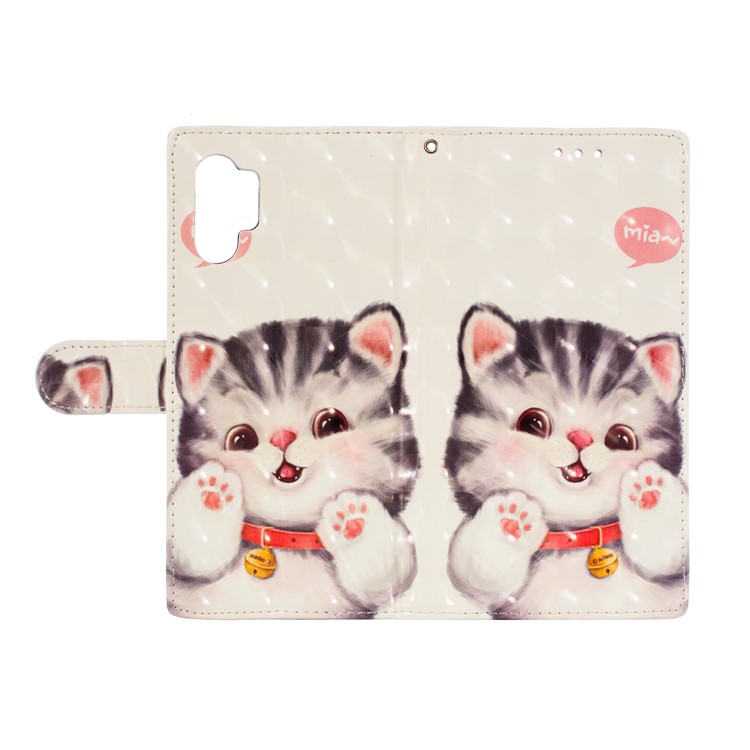 Pattern Printing Light Spot Decor Wallet Leather Case for Samsung Galaxy Note 10 Plus - Cat-7