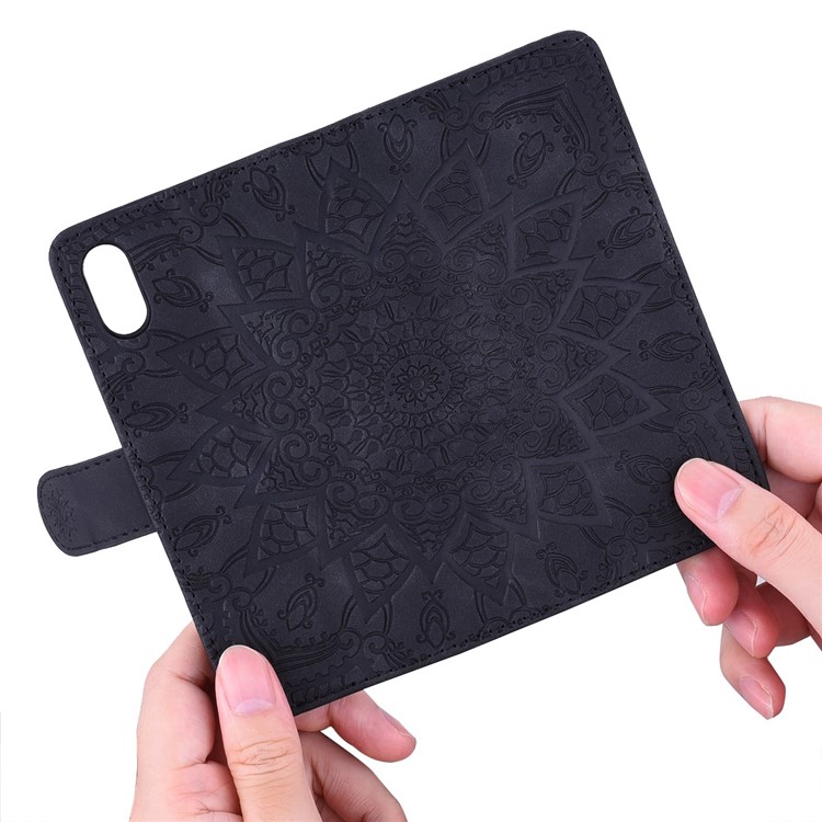 Imprint Flower Magnetic Leather Wallet Case for Samsung Galaxy Note 10 Plus - Black-13