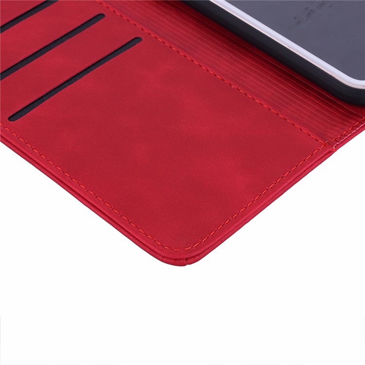 Imprint Flower Flip Leather Wallet Phone Cover for Samsung Galaxy Note 10 - Red-11