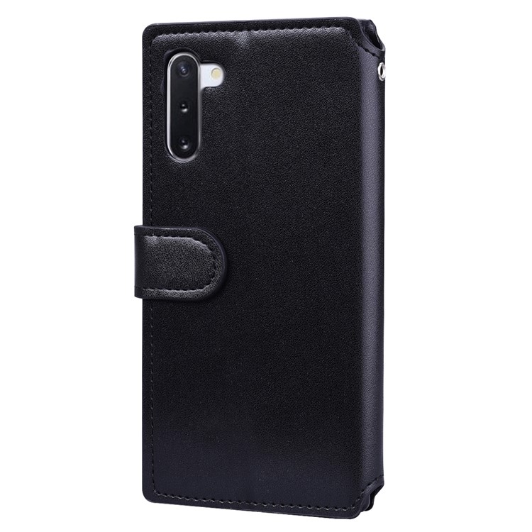 Card Holder Zippered Wallet Leather Phone Case for Samsung Galaxy Note 10 - Black-3