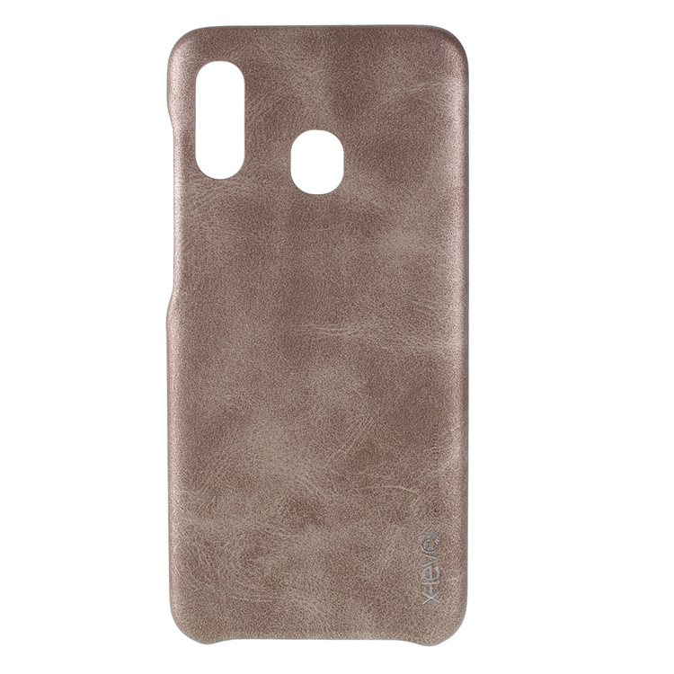 X-LEVEL Vintage Series PU Leather Coated PC Phone Shell Cover for Samsung Galaxy A30/A20 - Brown-1