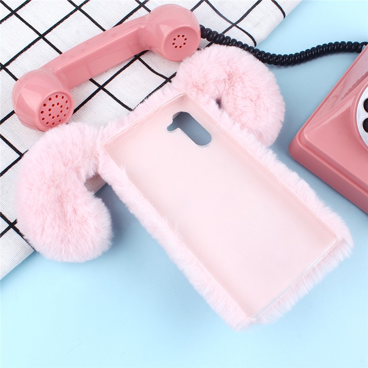 Dog Pattern Fluffy Fur Coated TPU Phone Case for Samsung Galaxy Note 10 - Pink-2