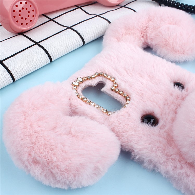 Dog Pattern Fluffy Fur Coated TPU Phone Case for Samsung Galaxy Note 10 - Pink-3