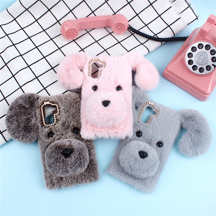 Dog Pattern Fluffy Fur Coated TPU Phone Case for Samsung Galaxy Note 10 - Pink-7