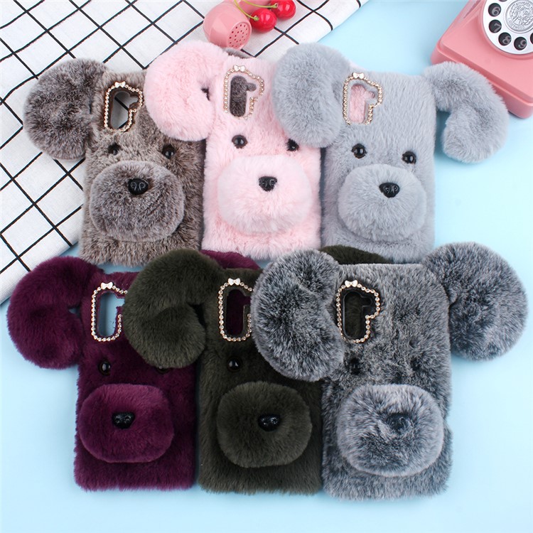 Dog Pattern Fluffy Fur Coated TPU Phone Case for Samsung Galaxy Note 10 - Pink-8