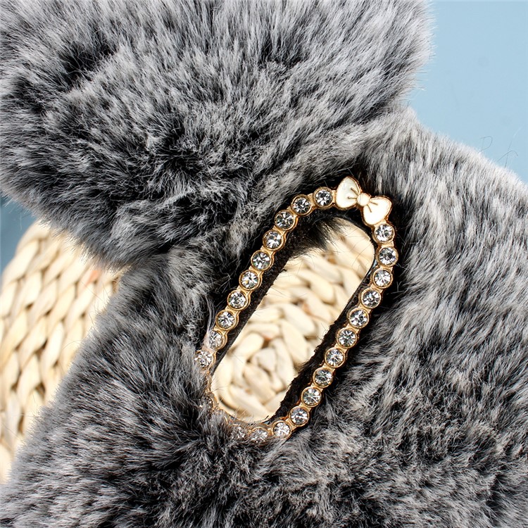3D Mouse Fluffy Fur Coated Rhinestone TPU Phone Cover for Samsung Galaxy A50/A50s/A30s - Dark Grey-4