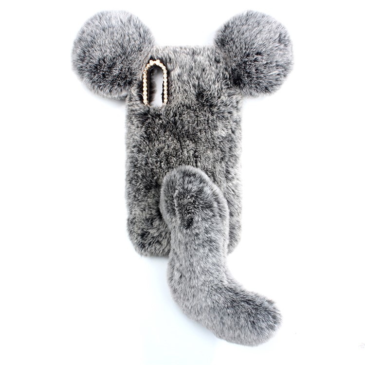 3D Mouse Fluffy Fur Coated Rhinestone TPU Phone Cover for Samsung Galaxy A50 - Dark Grey-7