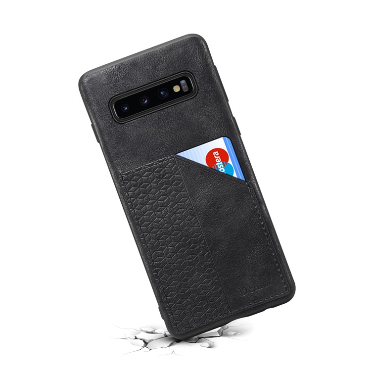 PU Leather Coated TPU Protective Case with Card Slot for Samsung Galaxy S10 Plus - Black-5