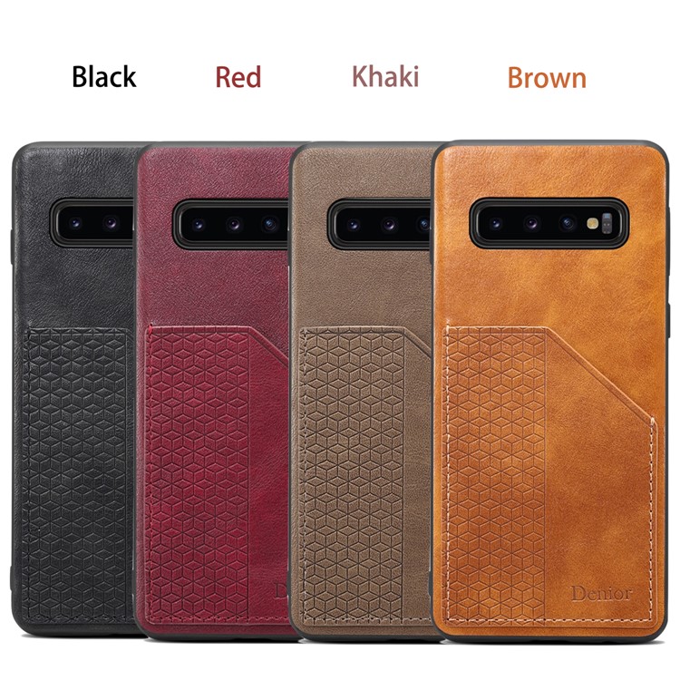 PU Leather Coated TPU Protective Case with Card Slot for Samsung Galaxy S10 Plus - Black-6