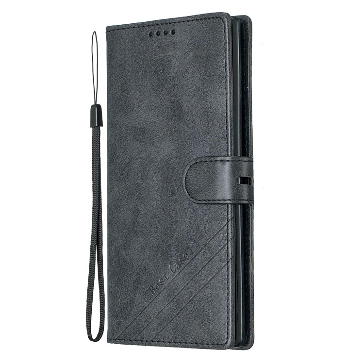 Estande De Couro Com Slots Para Cartão Para Samsung Galaxy Note 10 Plus / Nota 10 Mais 5G - Preto-2