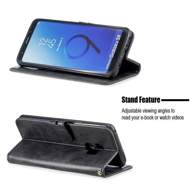 Carteira De Couro Stand Case Para Samsung Galaxy S9 SM-G960 - Preto-6