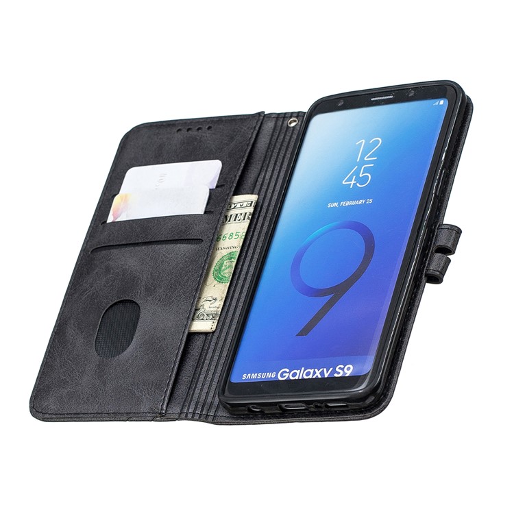 Carteira De Couro Stand Case Para Samsung Galaxy S9 SM-G960 - Preto-8