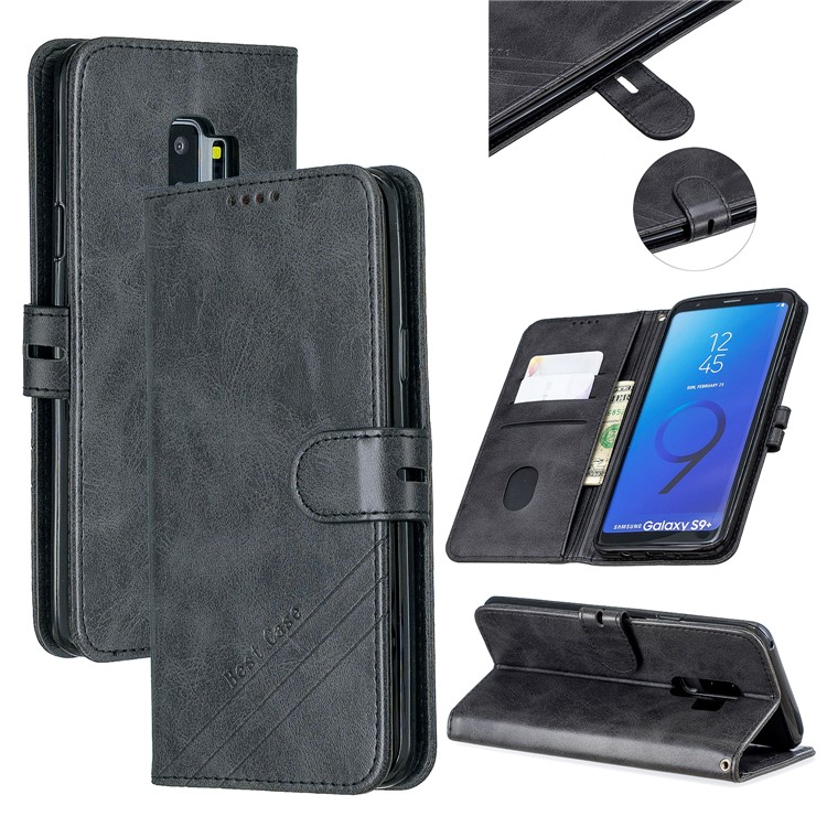 Funda Con Soporte De Billetera De Cuero De PU Para Samsung Galaxy S9 Plus SM-G965 - Negro-1