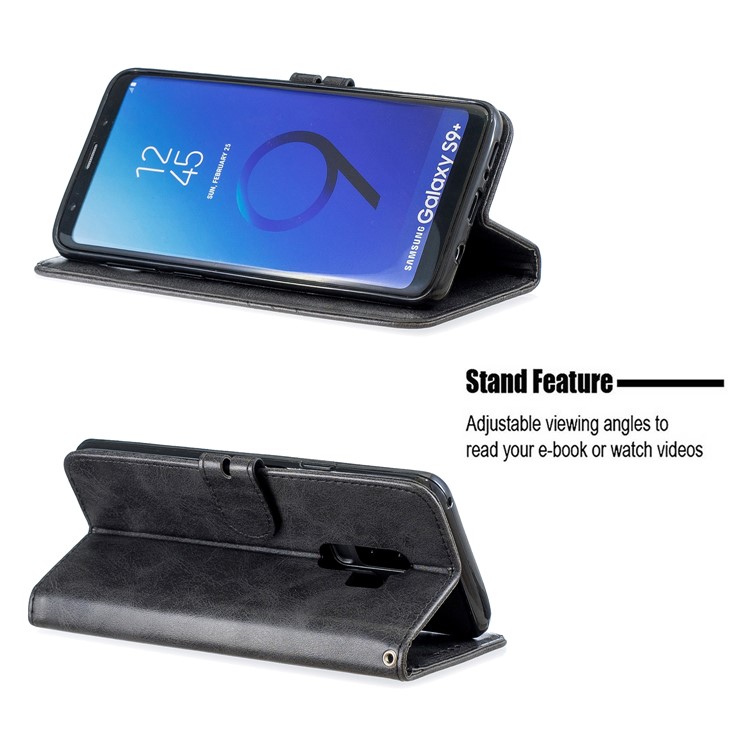 Funda Con Soporte De Billetera De Cuero De PU Para Samsung Galaxy S9 Plus SM-G965 - Negro-6