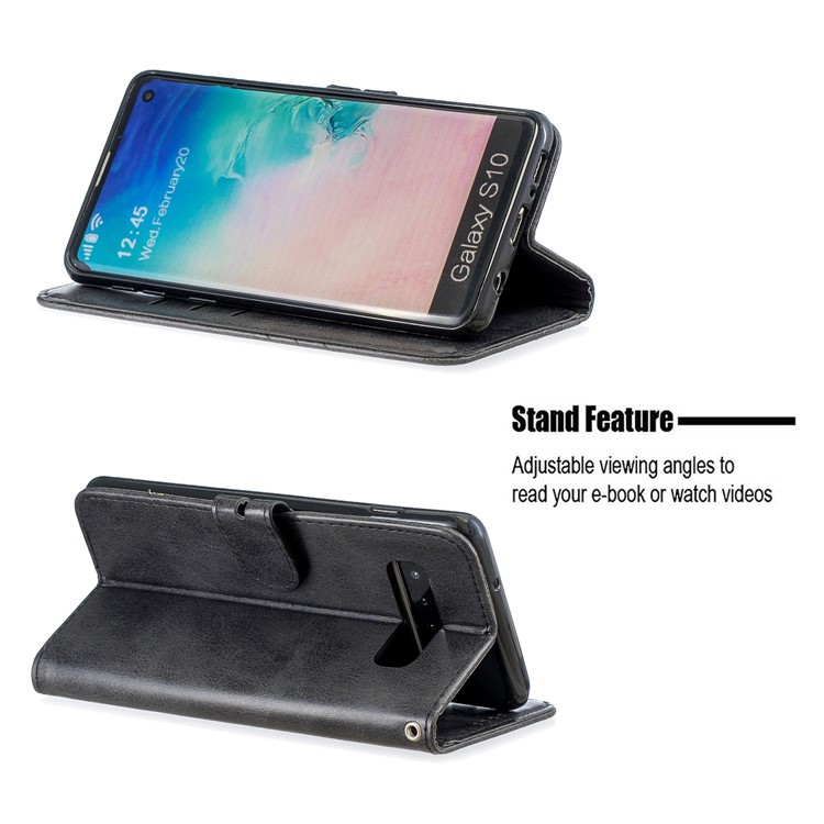 Étui En Cuir Avec Fentes Pour Cartes Pour Samsung Galaxy S10 Plus - Noir-6