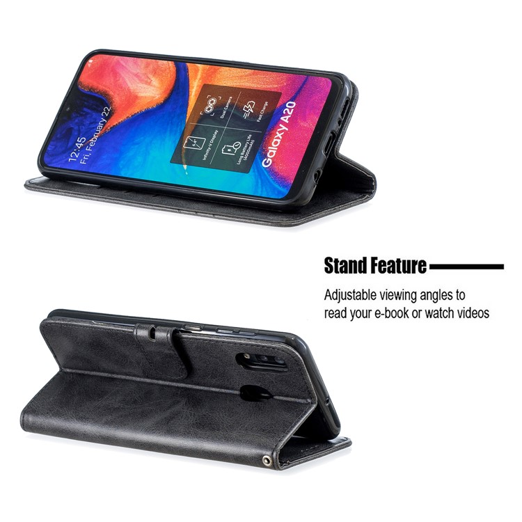 Custodia A Portafoglio In Pelle PU Per Samsung Galaxy A20e - Nero-6
