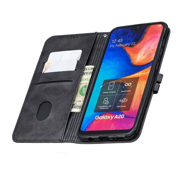 Custodia A Portafoglio In Pelle PU Per Samsung Galaxy A20e - Nero-8